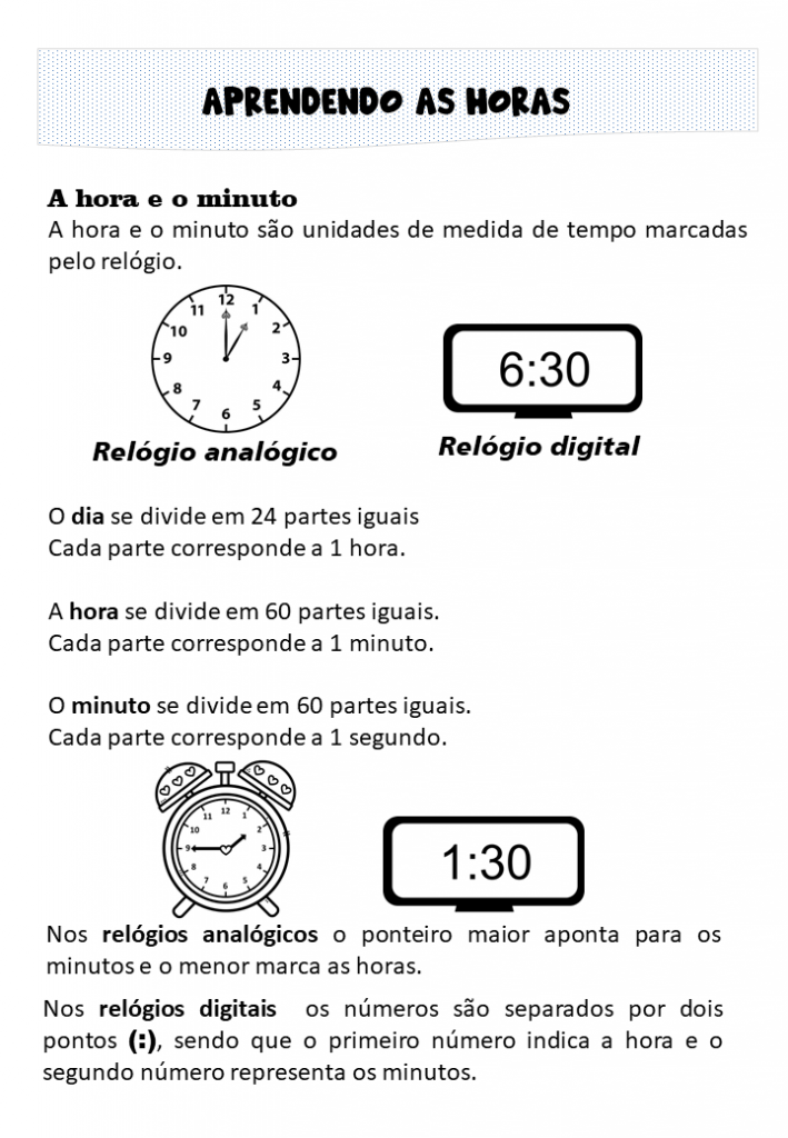 Horas, minutos e segundos - Planos de Aula - 3º Ano