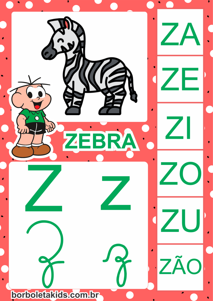 Cartazes para sala de aula para imprimir (Alfabeto com silabário Turma da Mônica)