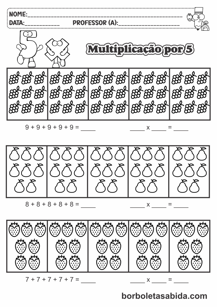 Atividades de multiplicação 3 ano