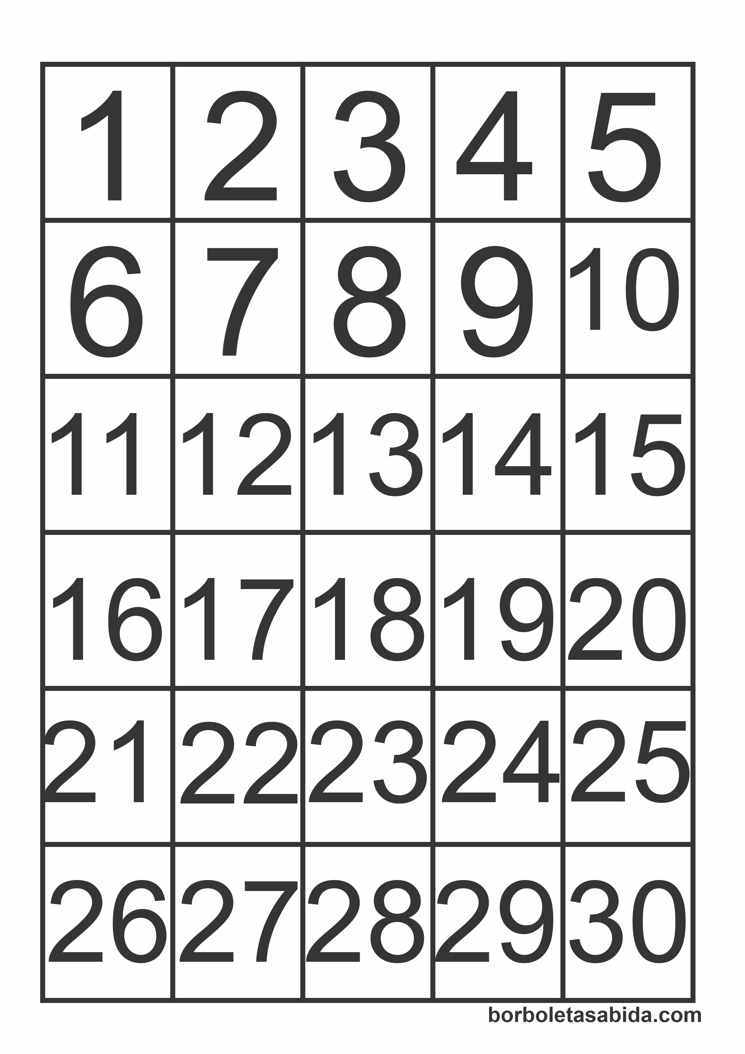 Bingo de números